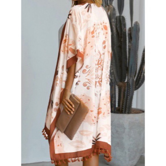 Orange Floral Kimono - M/L - Picture 2 of 3